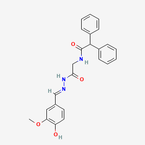 molecular formula C24H23N3O4 B15022293 N-({N'-[(E)-(4-Hydroxy-3-methoxyphenyl)methylidene]hydrazinecarbonyl}methyl)-2,2-diphenylacetamide 