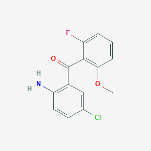 molecular formula C14H11ClFNO2 B1502242 (2-Amino-5-chlorophenyl)(2-fluoro-6-methoxyphenyl)methanone CAS No. 869365-89-9