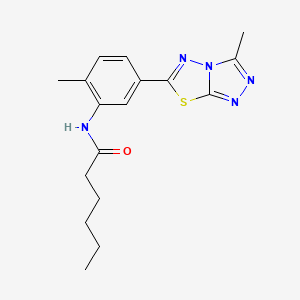 molecular formula C17H21N5OS B15023102 N-[2-methyl-5-(3-methyl[1,2,4]triazolo[3,4-b][1,3,4]thiadiazol-6-yl)phenyl]hexanamide 