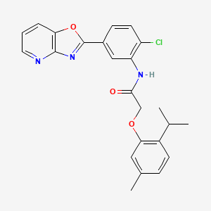 molecular formula C24H22ClN3O3 B15023115 N-(2-Chloro-5-{[1,3]oxazolo[4,5-B]pyridin-2-YL}phenyl)-2-[5-methyl-2-(propan-2-YL)phenoxy]acetamide 