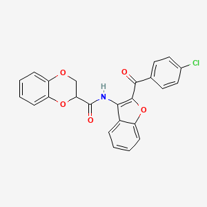 molecular formula C24H16ClNO5 B15023159 N-[2-(4-chlorobenzoyl)-1-benzofuran-3-yl]-2,3-dihydro-1,4-benzodioxine-2-carboxamide 