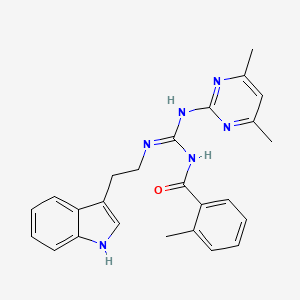 molecular formula C25H26N6O B15023179 N-[(Z)-[(4,6-dimethylpyrimidin-2-yl)amino]{[2-(1H-indol-3-yl)ethyl]amino}methylidene]-2-methylbenzamide 