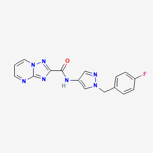 molecular formula C16H12FN7O B15023258 N-[1-(4-fluorobenzyl)-1H-pyrazol-4-yl][1,2,4]triazolo[1,5-a]pyrimidine-2-carboxamide 