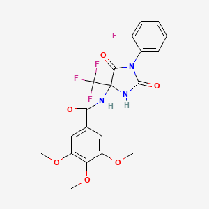 molecular formula C20H17F4N3O6 B15023297 N-[1-(2-fluorophenyl)-2,5-dioxo-4-(trifluoromethyl)imidazolidin-4-yl]-3,4,5-trimethoxybenzamide 