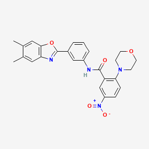 molecular formula C26H24N4O5 B15023310 N-[3-(5,6-dimethyl-1,3-benzoxazol-2-yl)phenyl]-2-morpholin-4-yl-5-nitrobenzamide 