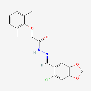 molecular formula C18H17ClN2O4 B15023422 N'-[(E)-(6-chloro-1,3-benzodioxol-5-yl)methylidene]-2-(2,6-dimethylphenoxy)acetohydrazide 