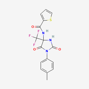 molecular formula C16H12F3N3O3S B15023779 N-[1-(4-methylphenyl)-2,5-dioxo-4-(trifluoromethyl)imidazolidin-4-yl]thiophene-2-carboxamide 