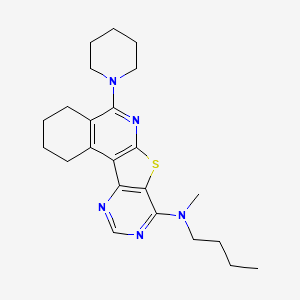 molecular formula C23H31N5S B15023820 N-butyl-N-methyl-8-piperidin-1-yl-11-thia-9,14,16-triazatetracyclo[8.7.0.02,7.012,17]heptadeca-1,7,9,12,14,16-hexaen-13-amine 