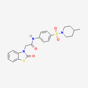 molecular formula C21H23N3O4S2 B15023881 N-{4-[(4-methylpiperidin-1-yl)sulfonyl]phenyl}-2-(2-oxo-1,3-benzothiazol-3(2H)-yl)acetamide 