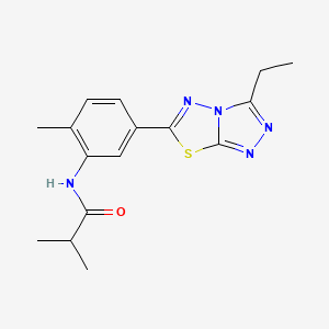 molecular formula C16H19N5OS B15023950 N-[5-(3-ethyl[1,2,4]triazolo[3,4-b][1,3,4]thiadiazol-6-yl)-2-methylphenyl]-2-methylpropanamide 