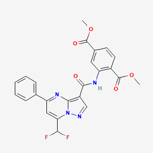 molecular formula C24H18F2N4O5 B15023997 Dimethyl 2-({[7-(difluoromethyl)-5-phenylpyrazolo[1,5-a]pyrimidin-3-yl]carbonyl}amino)benzene-1,4-dicarboxylate 