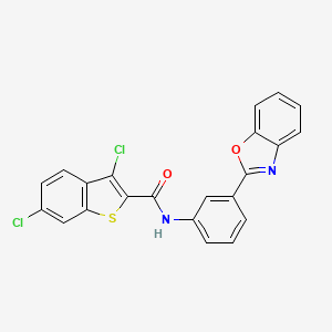 molecular formula C22H12Cl2N2O2S B15024053 N-[3-(1,3-benzoxazol-2-yl)phenyl]-3,6-dichloro-1-benzothiophene-2-carboxamide 