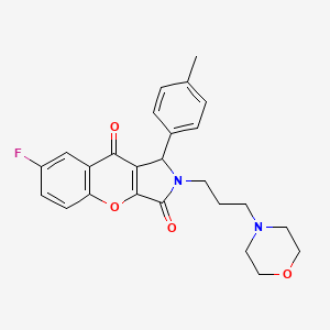 molecular formula C25H25FN2O4 B15024061 7-Fluoro-1-(4-methylphenyl)-2-[3-(morpholin-4-yl)propyl]-1,2-dihydrochromeno[2,3-c]pyrrole-3,9-dione 