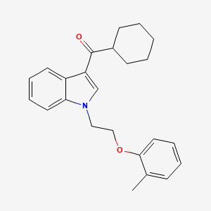 molecular formula C24H27NO2 B15024190 cyclohexyl{1-[2-(2-methylphenoxy)ethyl]-1H-indol-3-yl}methanone 