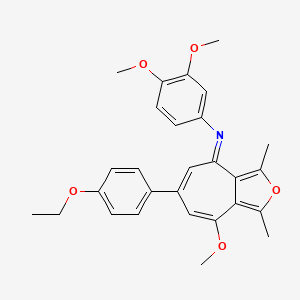 molecular formula C28H29NO5 B15024678 N-[(4E)-6-(4-ethoxyphenyl)-8-methoxy-1,3-dimethyl-4H-cyclohepta[c]furan-4-ylidene]-3,4-dimethoxyaniline 