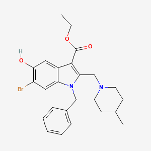 molecular formula C25H29BrN2O3 B15024830 ethyl 1-benzyl-6-bromo-5-hydroxy-2-[(4-methylpiperidin-1-yl)methyl]-1H-indole-3-carboxylate 