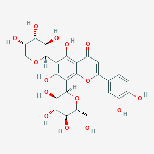 molecular formula C26H28O15 B150252 2-(3,4-dihydroxyphenyl)-5,7-dihydroxy-8-[(2R,3R,4R,5S,6R)-3,4,5-trihydroxy-6-(hydroxymethyl)oxan-2-yl]-6-[(2S,3R,4S,5S)-3,4,5-trihydroxyoxan-2-yl]chromen-4-one CAS No. 83151-90-0