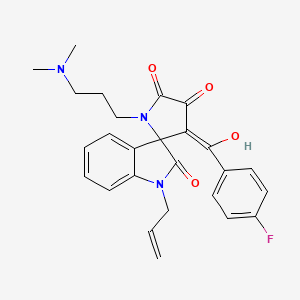molecular formula C26H26FN3O4 B15025643 1'-[3-(dimethylamino)propyl]-3'-[(4-fluorophenyl)carbonyl]-4'-hydroxy-1-(prop-2-en-1-yl)spiro[indole-3,2'-pyrrole]-2,5'(1H,1'H)-dione 
