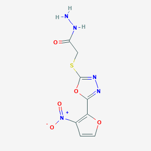 molecular formula C8H7N5O5S B150258 (5-(Nitro-2-furyl)-1,3,4-oxadiazol-2-ylthio)acethydrazide CAS No. 135264-36-7