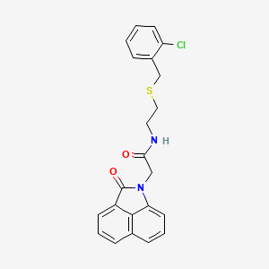 molecular formula C22H19ClN2O2S B15025879 N-{2-[(2-chlorobenzyl)sulfanyl]ethyl}-2-(2-oxobenzo[cd]indol-1(2H)-yl)acetamide 
