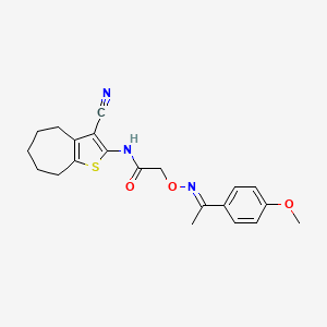 molecular formula C21H23N3O3S B15025952 N-(3-cyano-5,6,7,8-tetrahydro-4H-cyclohepta[b]thiophen-2-yl)-2-({[(1E)-1-(4-methoxyphenyl)ethylidene]amino}oxy)acetamide 