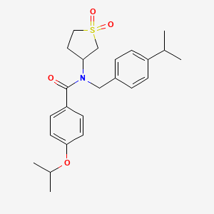 molecular formula C24H31NO4S B15025996 N-(1,1-dioxidotetrahydrothiophen-3-yl)-N-[4-(propan-2-yl)benzyl]-4-(propan-2-yloxy)benzamide 