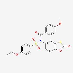 molecular formula C23H19NO7S2 B15026158 N-[(4-ethoxyphenyl)sulfonyl]-4-methoxy-N-(2-oxo-1,3-benzoxathiol-5-yl)benzamide 