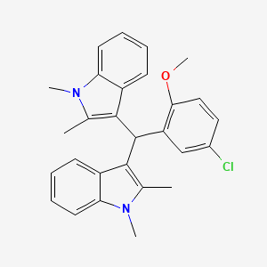 molecular formula C28H27ClN2O B15026184 3-[(5-chloro-2-methoxyphenyl)(1,2-dimethyl-1H-indol-3-yl)methyl]-1,2-dimethyl-1H-indole 