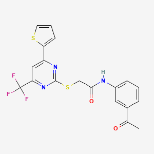 molecular formula C19H14F3N3O2S2 B15026351 N-(3-acetylphenyl)-2-{[4-(thiophen-2-yl)-6-(trifluoromethyl)pyrimidin-2-yl]sulfanyl}acetamide 