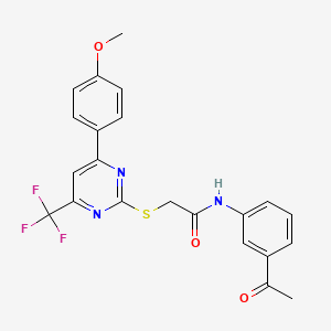 molecular formula C22H18F3N3O3S B15026387 N-(3-acetylphenyl)-2-{[4-(4-methoxyphenyl)-6-(trifluoromethyl)pyrimidin-2-yl]sulfanyl}acetamide 