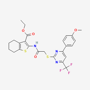 molecular formula C25H24F3N3O4S2 B15026589 Ethyl 2-[({[4-(4-methoxyphenyl)-6-(trifluoromethyl)pyrimidin-2-yl]sulfanyl}acetyl)amino]-4,5,6,7-tetrahydro-1-benzothiophene-3-carboxylate 