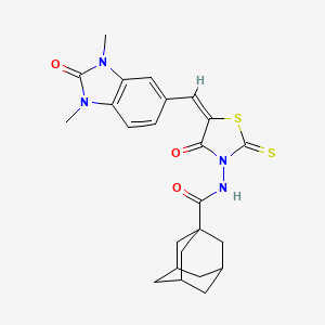 molecular formula C24H26N4O3S2 B15026650 N-{(5E)-5-[(1,3-dimethyl-2-oxo-2,3-dihydro-1H-benzimidazol-5-yl)methylene]-4-oxo-2-thioxo-1,3-thiazolidin-3-yl}adamantane-1-carboxamide 