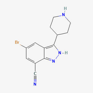 B1502675 1H-Indazole-7-carbonitrile, 5-bromo-3-(4-piperidinyl)- CAS No. 872350-27-1