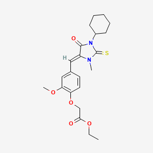 molecular formula C22H28N2O5S B15027167 ethyl {4-[(Z)-(1-cyclohexyl-3-methyl-5-oxo-2-thioxoimidazolidin-4-ylidene)methyl]-2-methoxyphenoxy}acetate 
