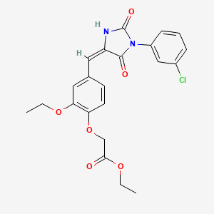 molecular formula C22H21ClN2O6 B15027566 ethyl (4-{(E)-[1-(3-chlorophenyl)-2,5-dioxoimidazolidin-4-ylidene]methyl}-2-ethoxyphenoxy)acetate 