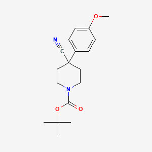 molecular formula C18H24N2O3 B1502778 TERT-BUTYL 4-CYANO-4-(4-METHOXYPHENYL)PIPERIDINE-1-CARBOXYLATE CAS No. 553631-38-2
