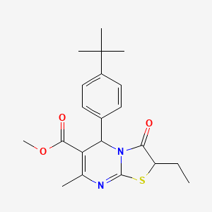 molecular formula C21H26N2O3S B15028857 methyl 5-(4-tert-butylphenyl)-2-ethyl-7-methyl-3-oxo-2,3-dihydro-5H-[1,3]thiazolo[3,2-a]pyrimidine-6-carboxylate 