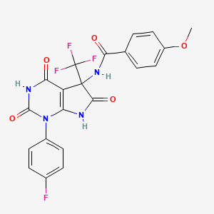 molecular formula C21H14F4N4O5 B15028945 N-[1-(4-fluorophenyl)-4-hydroxy-2,6-dioxo-5-(trifluoromethyl)-2,5,6,7-tetrahydro-1H-pyrrolo[2,3-d]pyrimidin-5-yl]-4-methoxybenzamide 