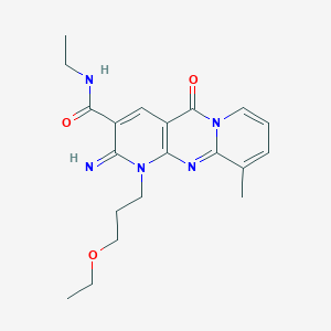 molecular formula C20H25N5O3 B15029401 7-(3-ethoxypropyl)-N-ethyl-6-imino-11-methyl-2-oxo-1,7,9-triazatricyclo[8.4.0.0^{3,8}]tetradeca-3(8),4,9,11,13-pentaene-5-carboxamide 