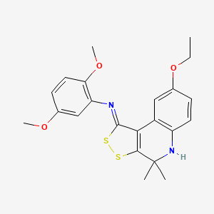 molecular formula C22H24N2O3S2 B15029421 N-[(1Z)-8-ethoxy-4,4-dimethyl-4,5-dihydro-1H-[1,2]dithiolo[3,4-c]quinolin-1-ylidene]-2,5-dimethoxyaniline 