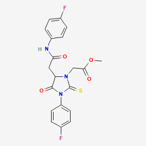molecular formula C20H17F2N3O4S B15029615 Methyl [3-(4-fluorophenyl)-5-{2-[(4-fluorophenyl)amino]-2-oxoethyl}-4-oxo-2-thioxoimidazolidin-1-yl]acetate 