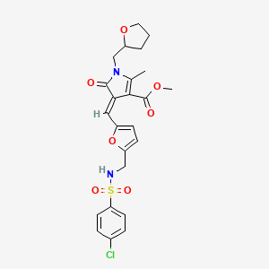 molecular formula C24H25ClN2O7S B15029810 methyl (4E)-4-{[5-({[(4-chlorophenyl)sulfonyl]amino}methyl)furan-2-yl]methylidene}-2-methyl-5-oxo-1-(tetrahydrofuran-2-ylmethyl)-4,5-dihydro-1H-pyrrole-3-carboxylate 