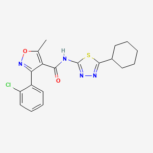 molecular formula C19H19ClN4O2S B15029837 3-(2-chlorophenyl)-N-(5-cyclohexyl-1,3,4-thiadiazol-2-yl)-5-methyl-1,2-oxazole-4-carboxamide 