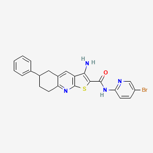 molecular formula C23H19BrN4OS B15029857 3-Amino-N-(5-bromopyridin-2-YL)-6-phenyl-5H,6H,7H,8H-thieno[2,3-B]quinoline-2-carboxamide 