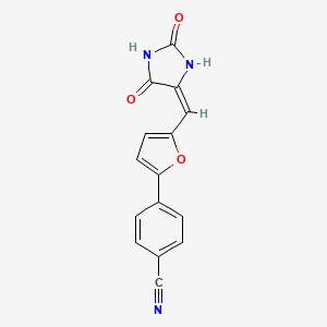 molecular formula C15H9N3O3 B15029965 4-{5-[(E)-(2,5-dioxoimidazolidin-4-ylidene)methyl]furan-2-yl}benzonitrile 