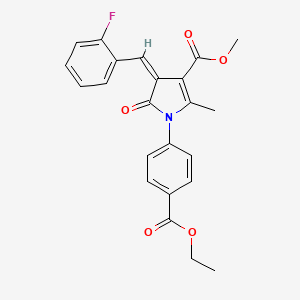 molecular formula C23H20FNO5 B15030460 methyl (4Z)-1-[4-(ethoxycarbonyl)phenyl]-4-(2-fluorobenzylidene)-2-methyl-5-oxo-4,5-dihydro-1H-pyrrole-3-carboxylate 