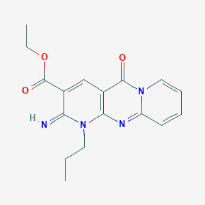molecular formula C17H18N4O3 B15030483 ethyl 6-imino-2-oxo-7-propyl-1,7,9-triazatricyclo[8.4.0.03,8]tetradeca-3(8),4,9,11,13-pentaene-5-carboxylate 