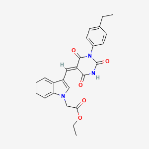 molecular formula C25H23N3O5 B15030508 ethyl (3-{(E)-[1-(4-ethylphenyl)-2,4,6-trioxotetrahydropyrimidin-5(2H)-ylidene]methyl}-1H-indol-1-yl)acetate 