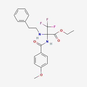 molecular formula C21H23F3N2O4 B15030608 ethyl 3,3,3-trifluoro-N-[(4-methoxyphenyl)carbonyl]-2-[(2-phenylethyl)amino]alaninate 