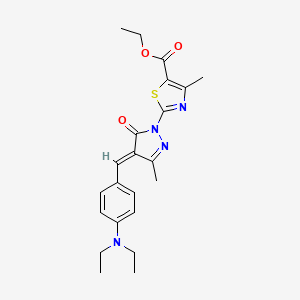 molecular formula C22H26N4O3S B15030876 ethyl 2-{(4E)-4-[4-(diethylamino)benzylidene]-3-methyl-5-oxo-4,5-dihydro-1H-pyrazol-1-yl}-4-methyl-1,3-thiazole-5-carboxylate 